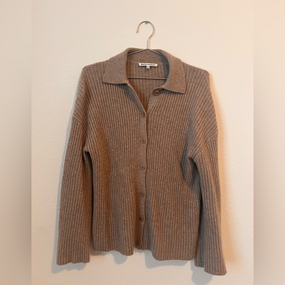 Reformation Fantino Cashmere Ribbed Button Cardigan Sweater- Size XS - Picture 5 of 10